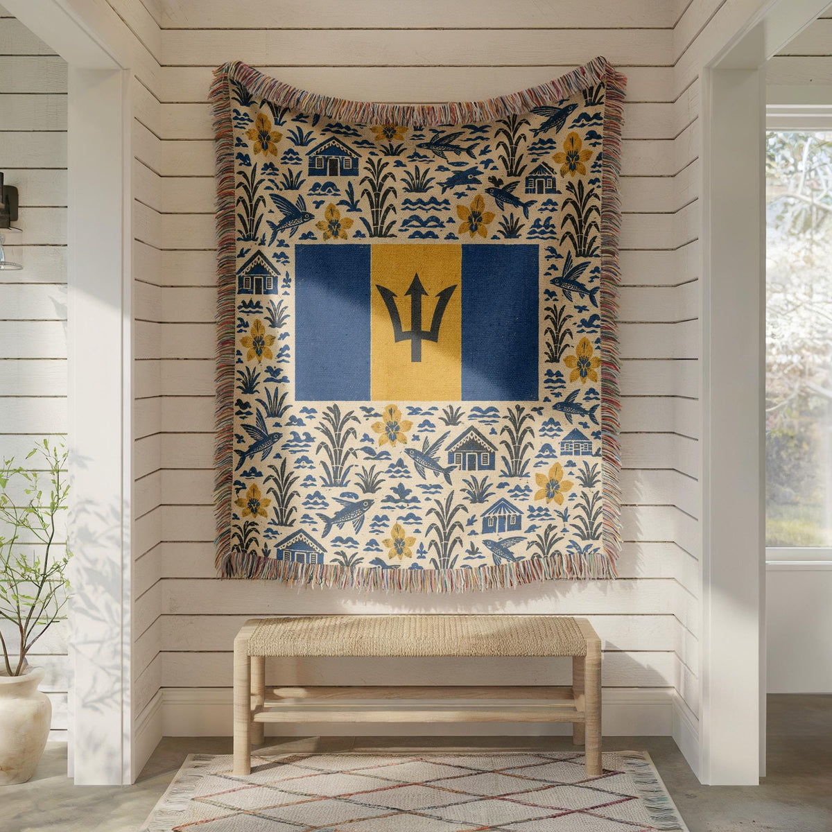 Barbados Flag Woven Blanket