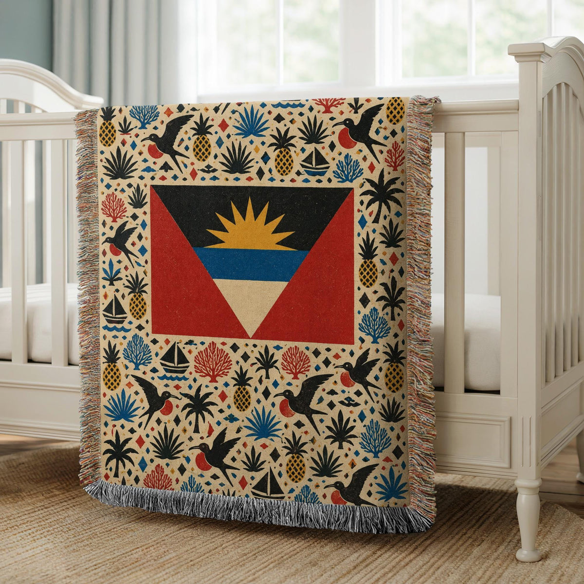 Antigua Barbuda Flag Woven Blanket