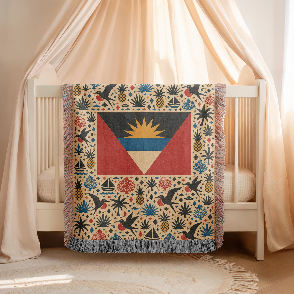 Antigua Barbuda Flag Woven Blanket