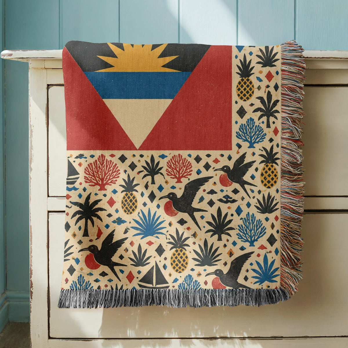 Antigua Barbuda Flag Woven Blanket