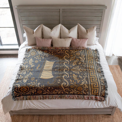 Greek Ship Woven Blanket