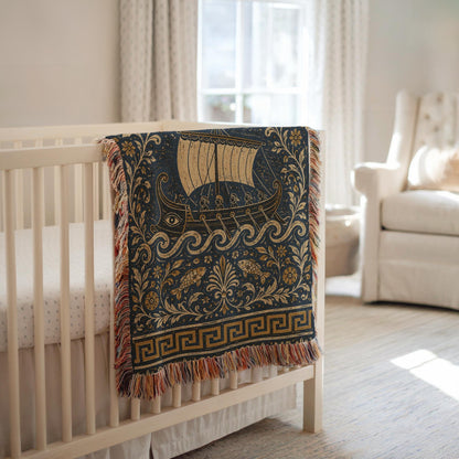 Greek Ship Woven Blanket