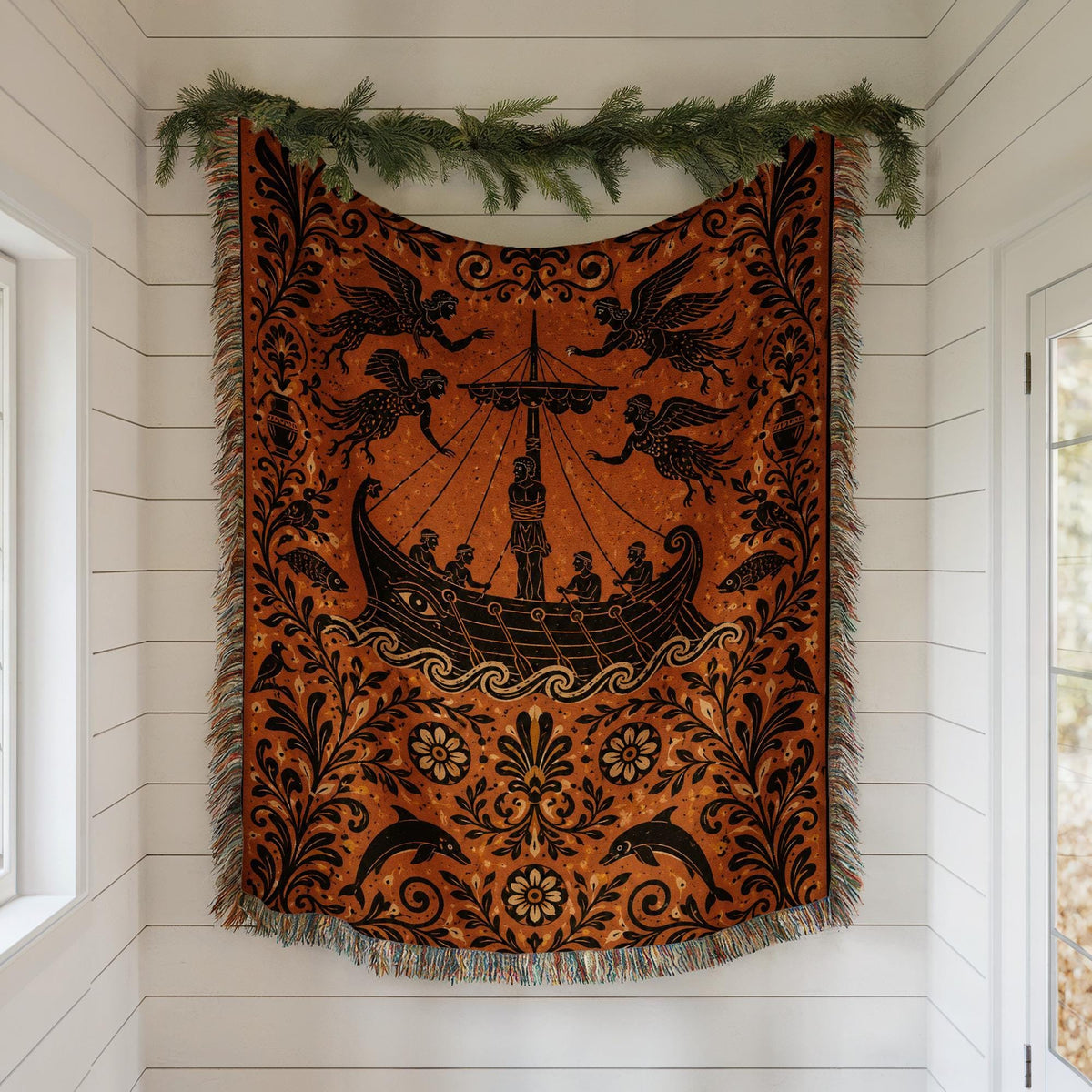 Odysseus Sirens Woven Blanket