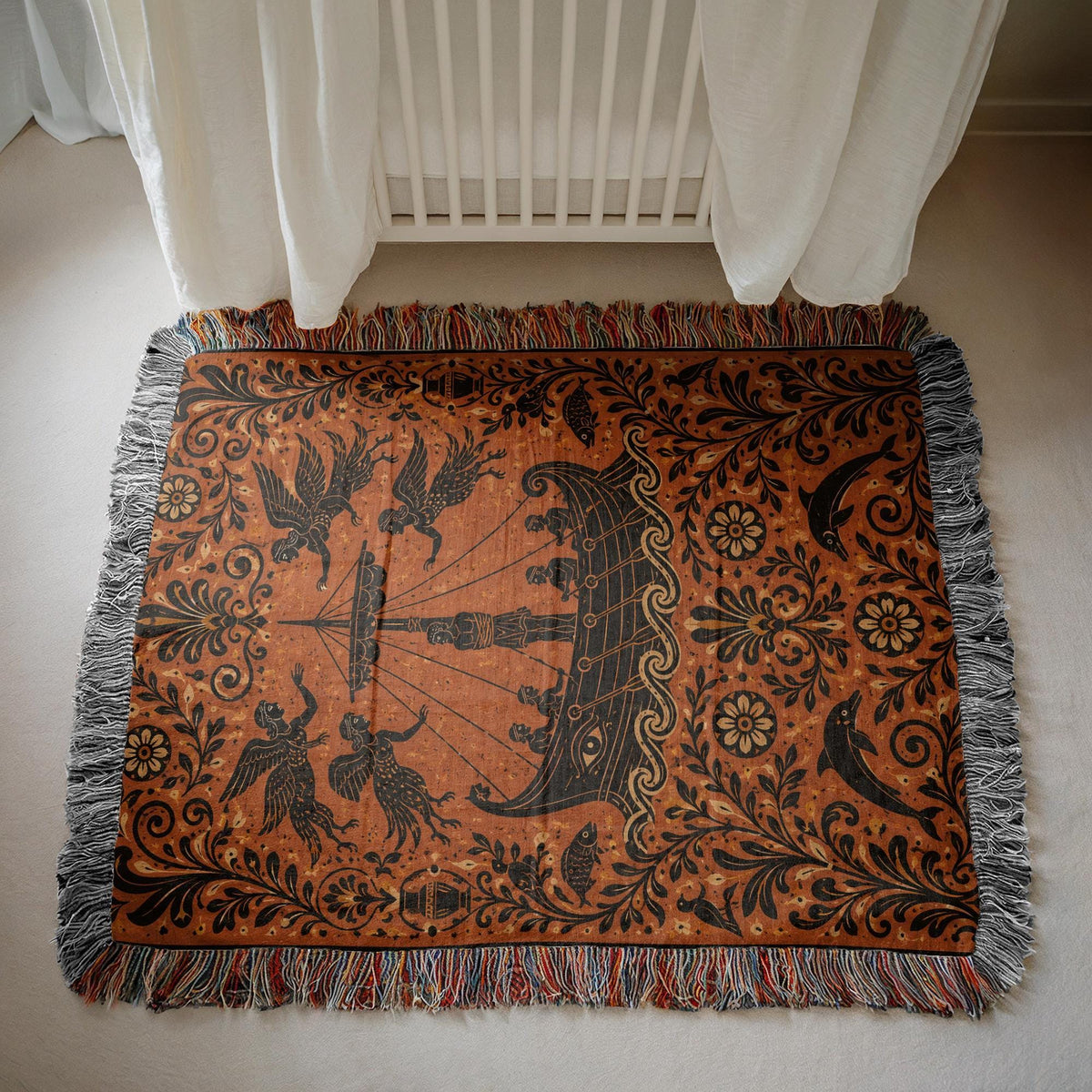 Odysseus Sirens Woven Blanket