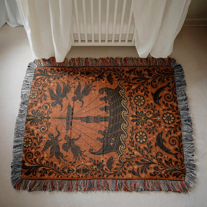 Odysseus Sirens Woven Blanket