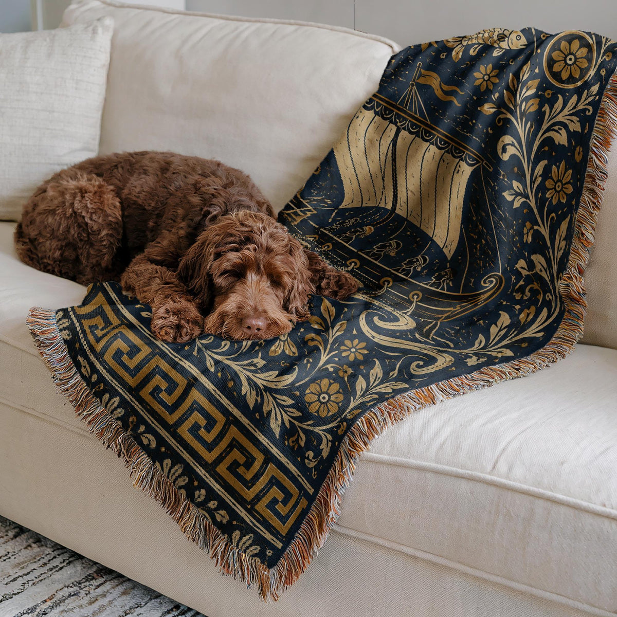 Greek Ship Woven Blanket