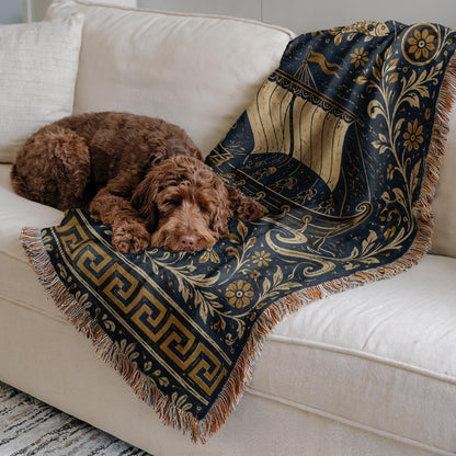 Greek Ship Woven Blanket