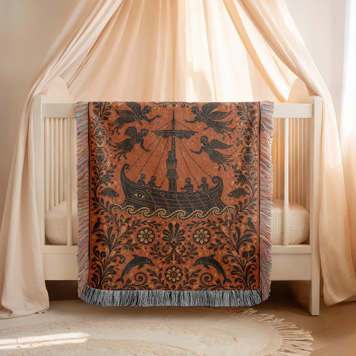Odysseus Sirens Woven Blanket