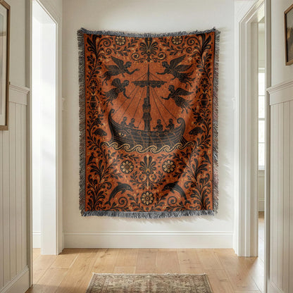 Odysseus Sirens Woven Blanket