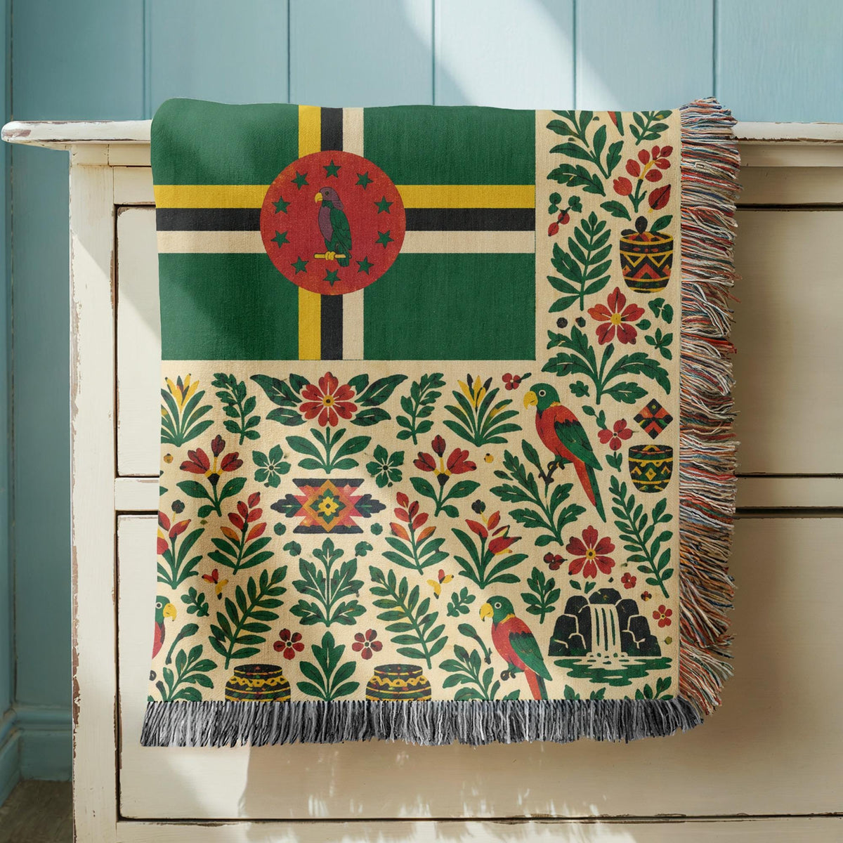 Dominica Flag Woven Blanket