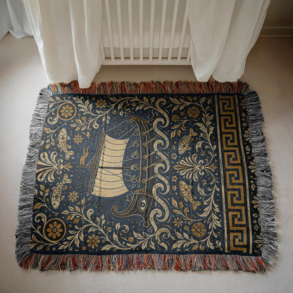 Greek Ship Woven Blanket