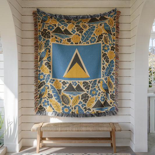 Saint Lucia Flag Woven Blanket