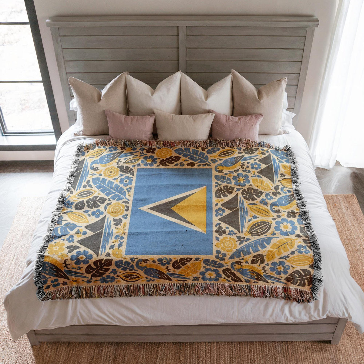Saint Lucia Flag Woven Blanket