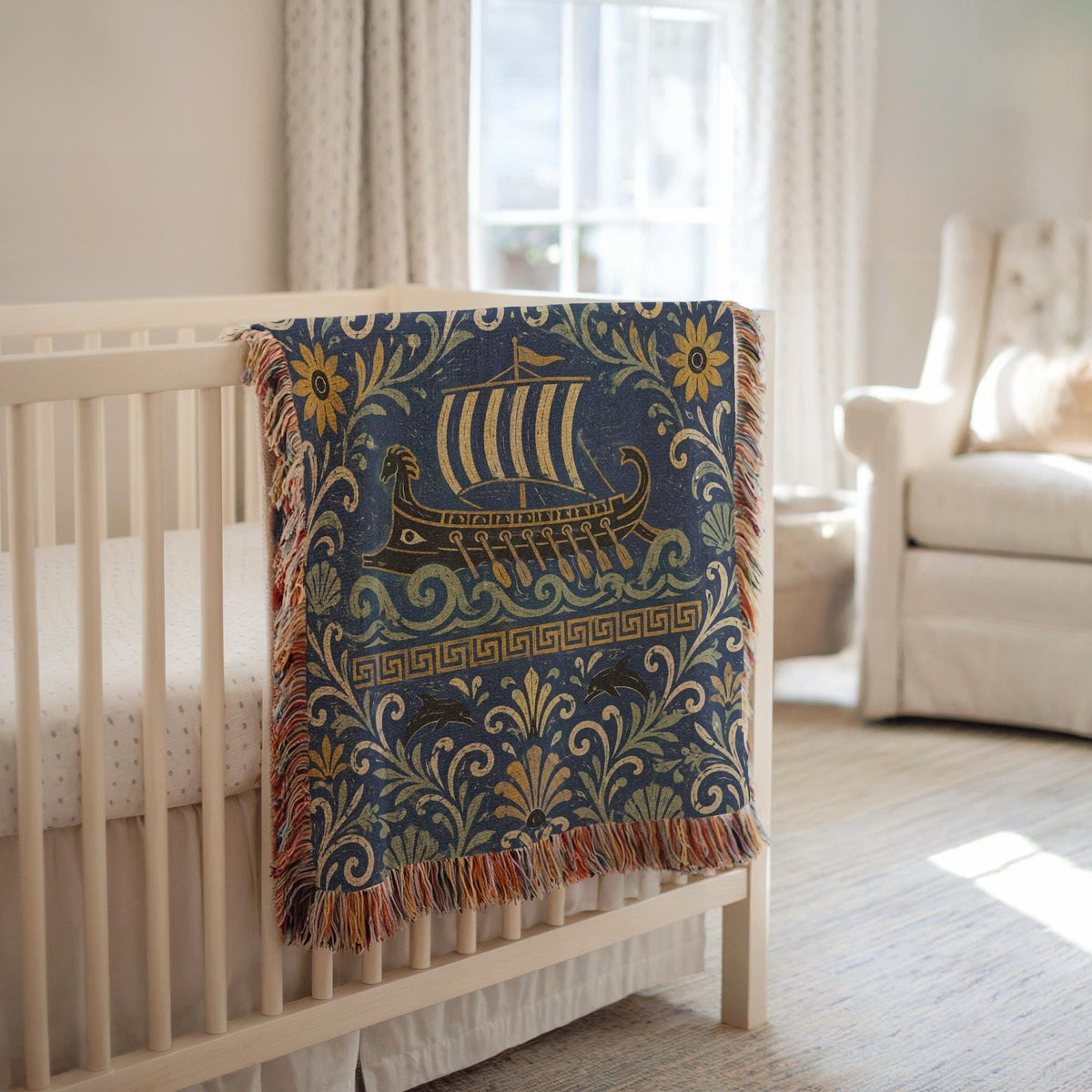 Greek Ship Woven Blanket
