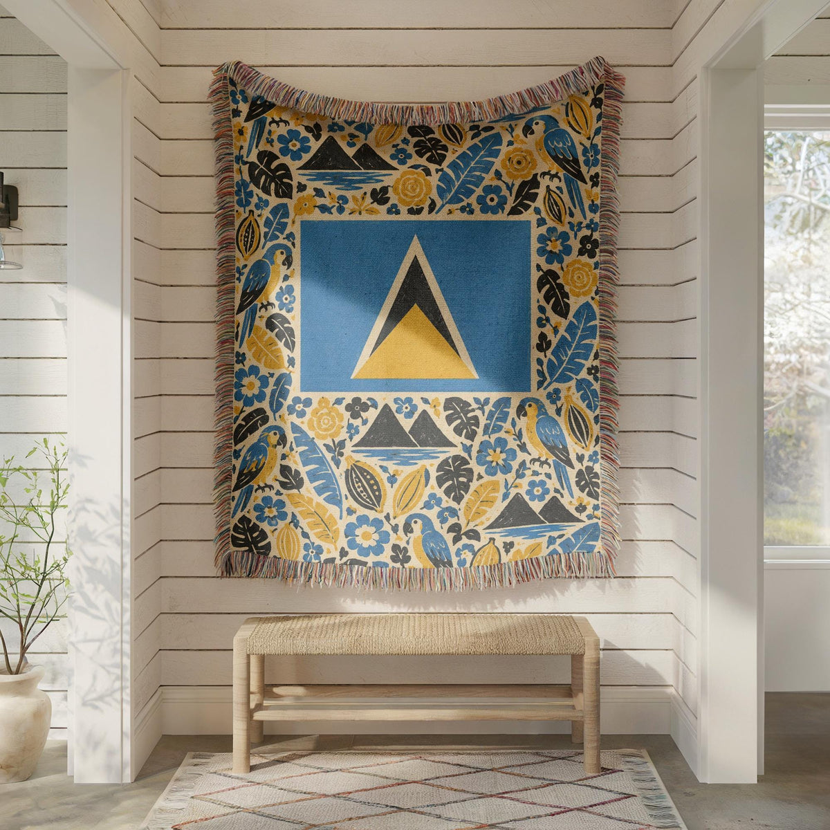 Saint Lucia Flag Woven Blanket