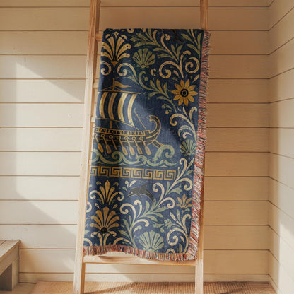 Greek Ship Woven Blanket