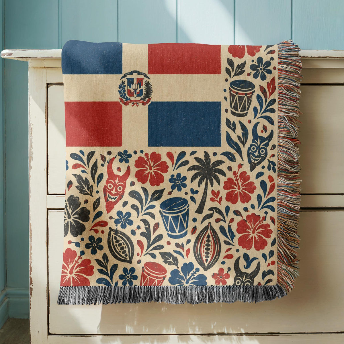Dominican Flag Woven Blanket