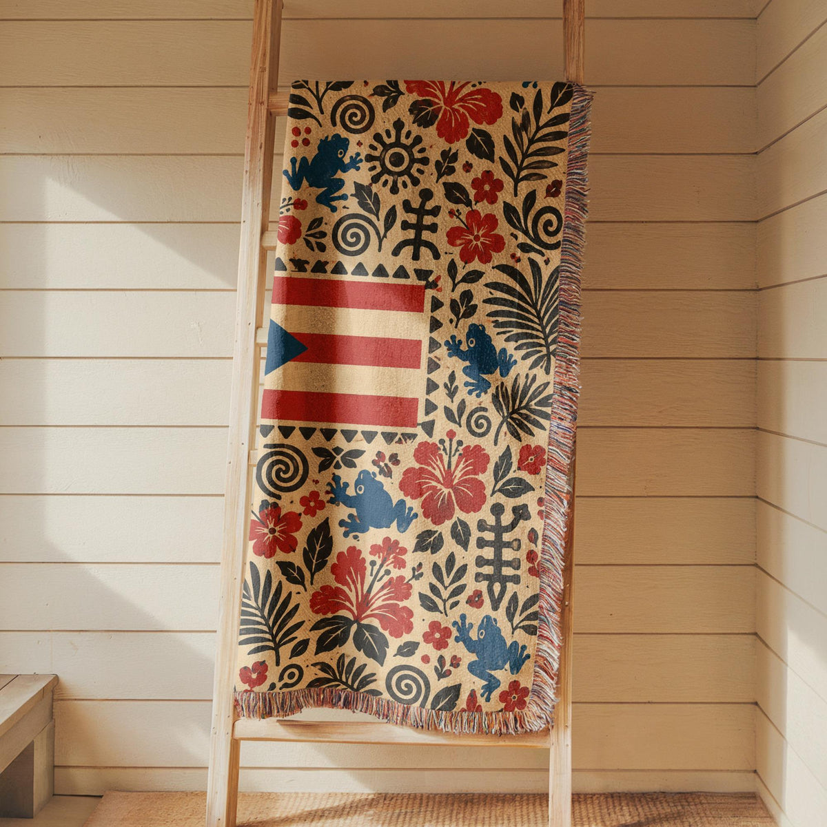 Puerto Rico Flag Woven Blanket