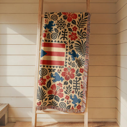 Puerto Rico Flag Woven Blanket