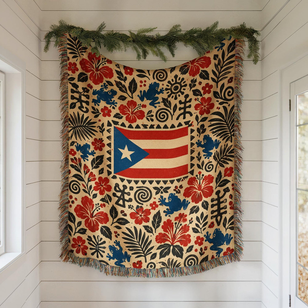 Puerto Rico Flag Woven Blanket