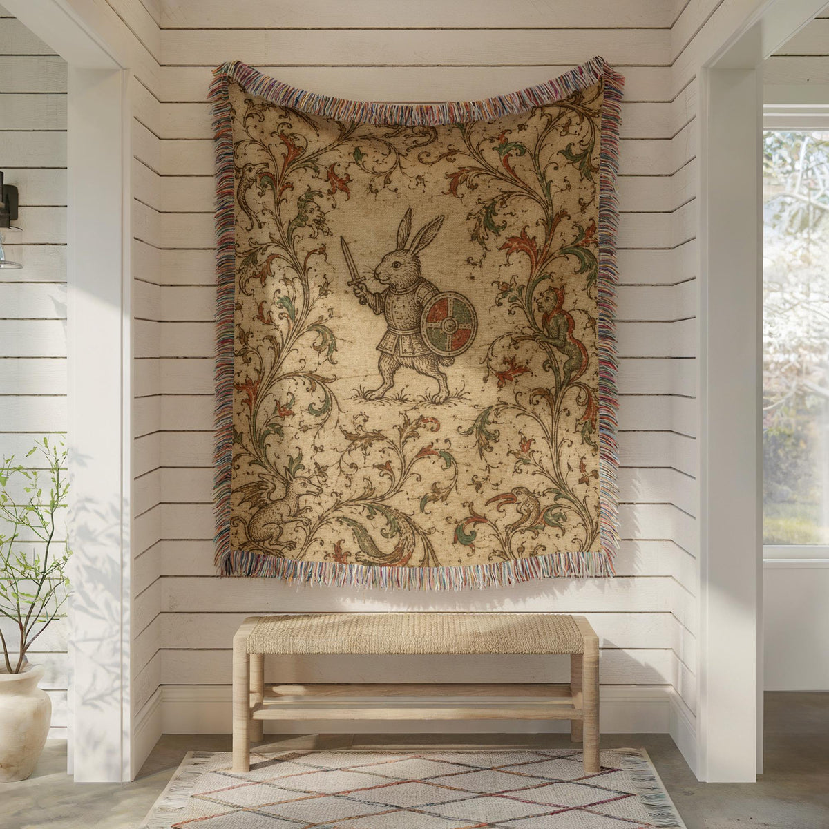 Knight Rabbit Woven Blanket