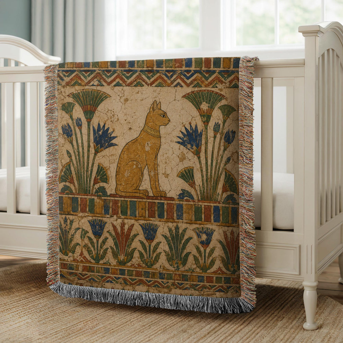 Egyptian Cat Woven Blanket