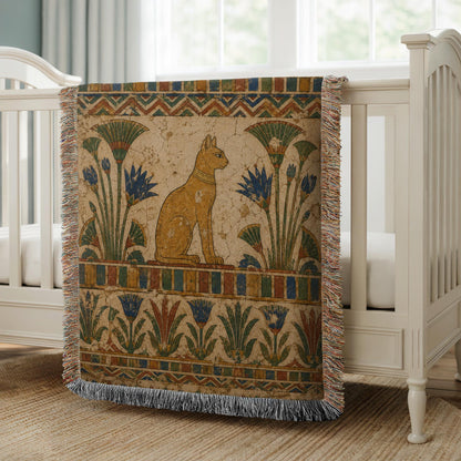 Egyptian Cat Woven Blanket