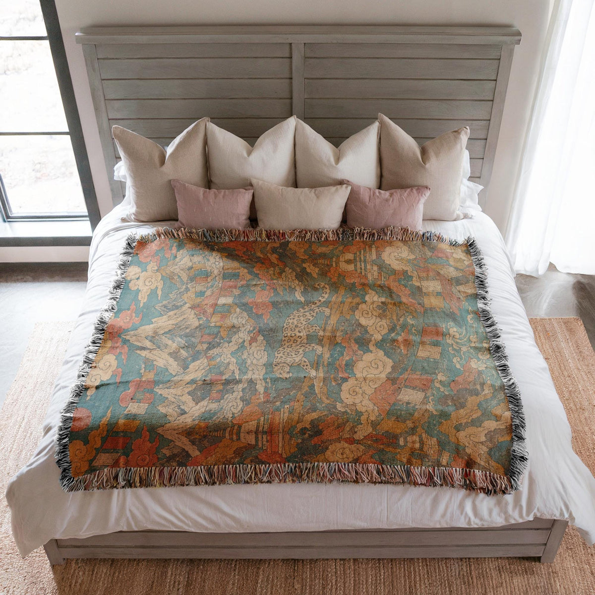Snow Leopard Woven Blanket