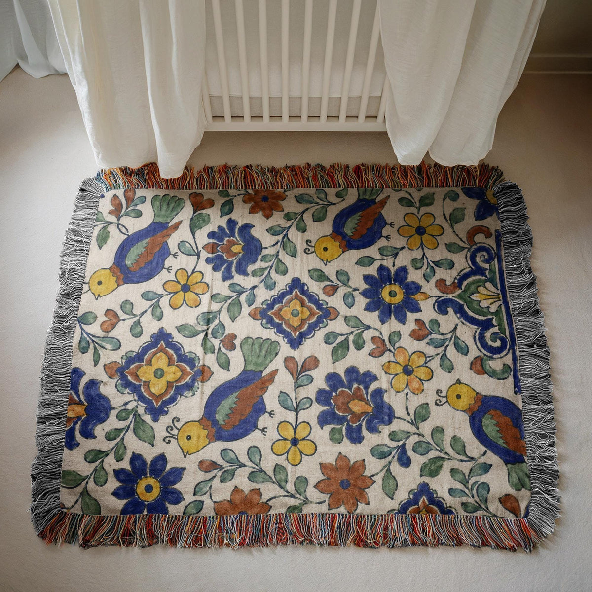 Folk Bird Woven Blanket