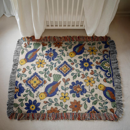Folk Bird Woven Blanket