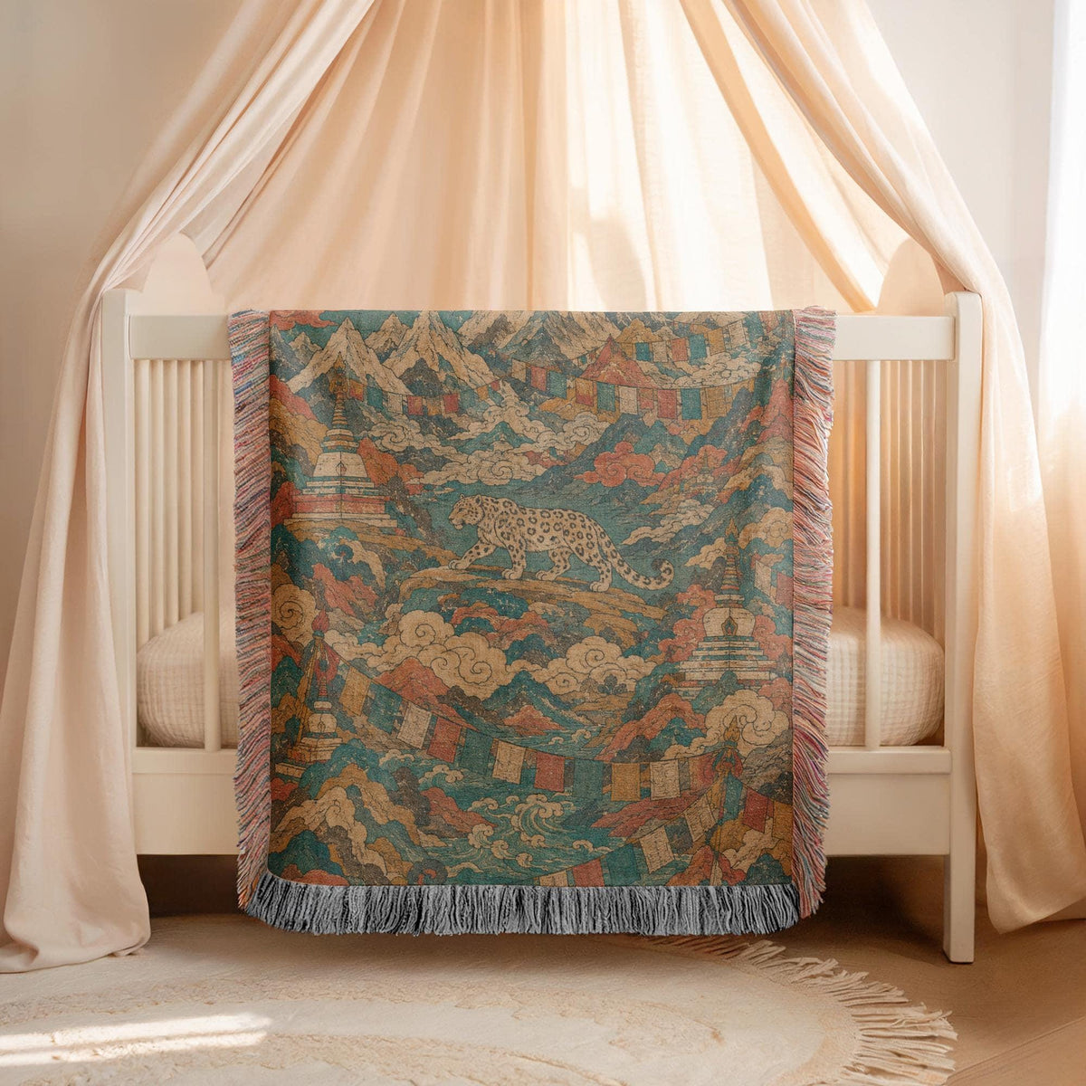 Snow Leopard Woven Blanket