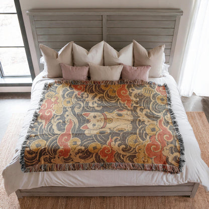 Maneki Neko Woven Blanket