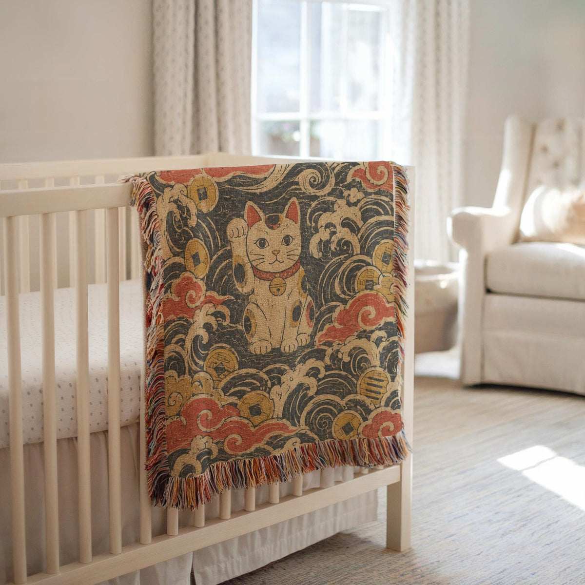 Maneki Neko Woven Blanket