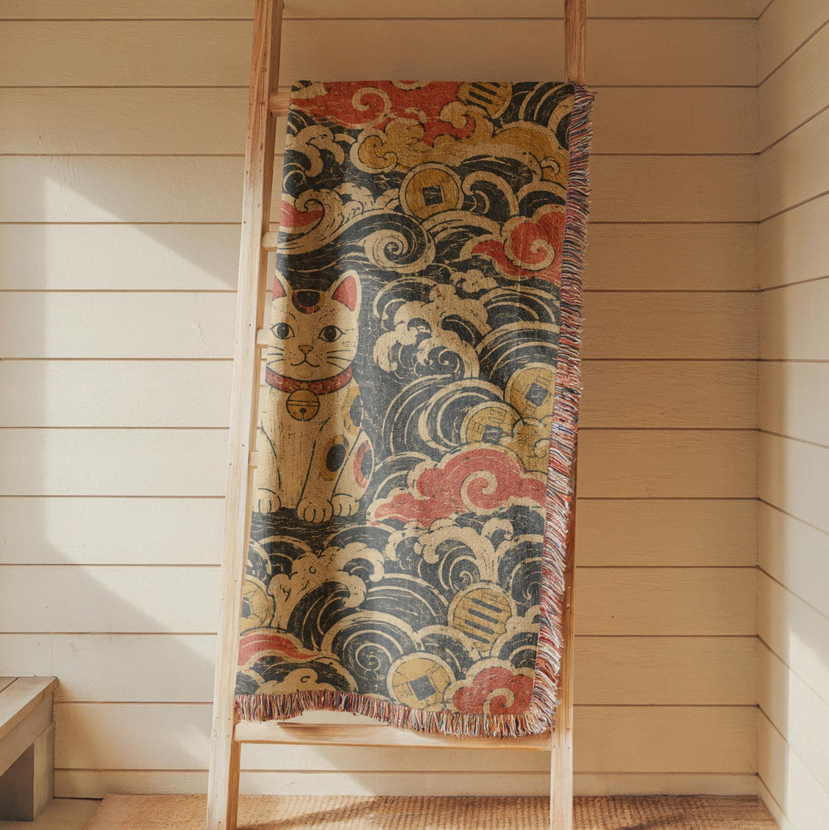 Maneki Neko Woven Blanket