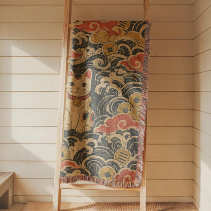 Maneki Neko Woven Blanket
