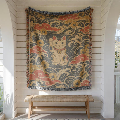 Maneki Neko Woven Blanket