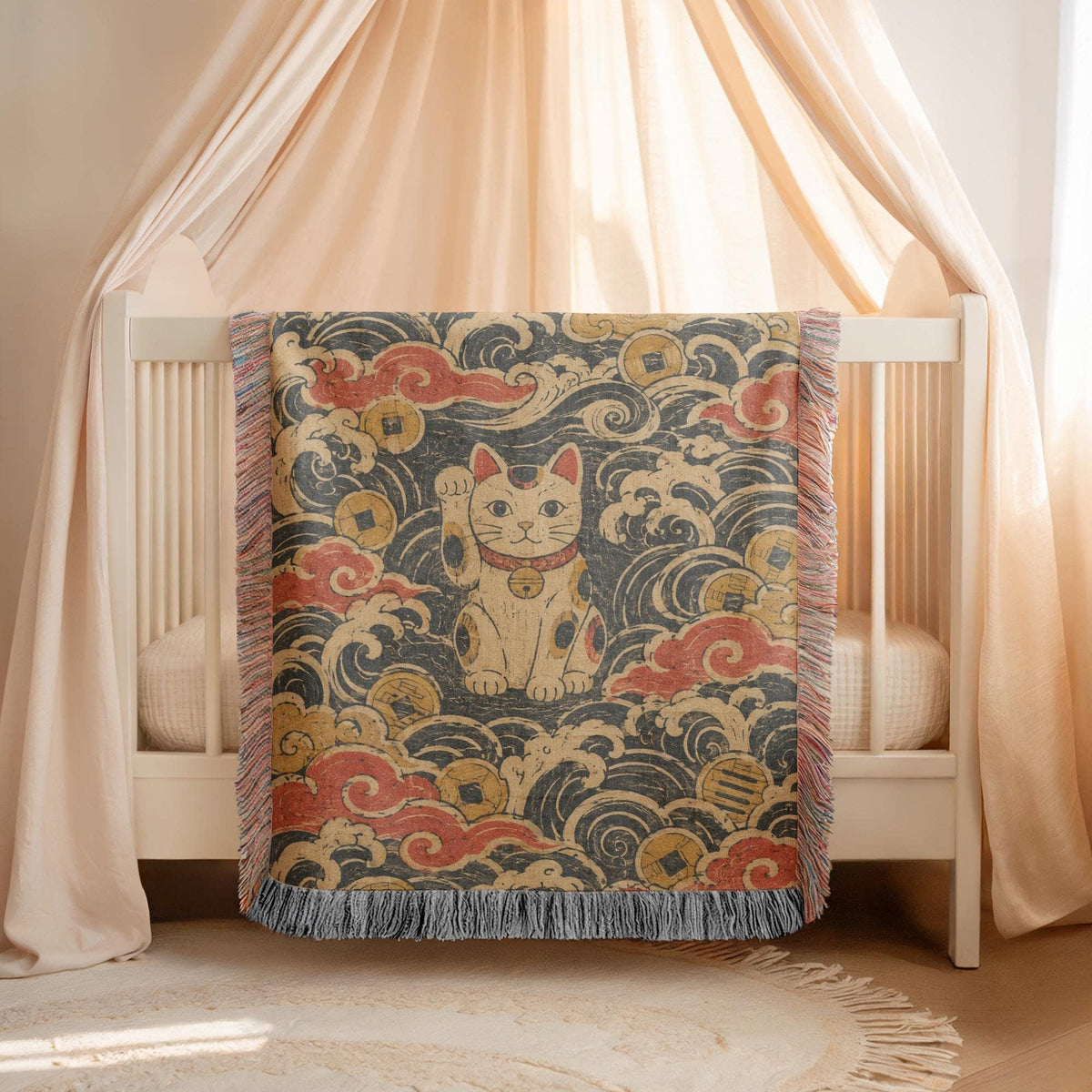 Maneki Neko Woven Blanket