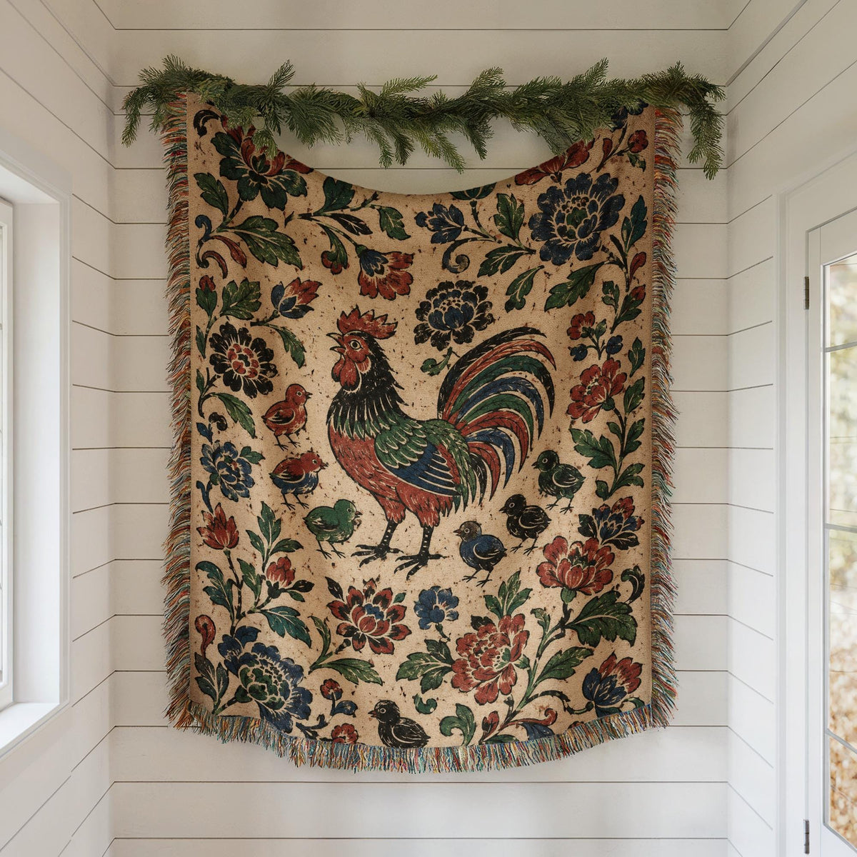 Rooster Woven Blanket