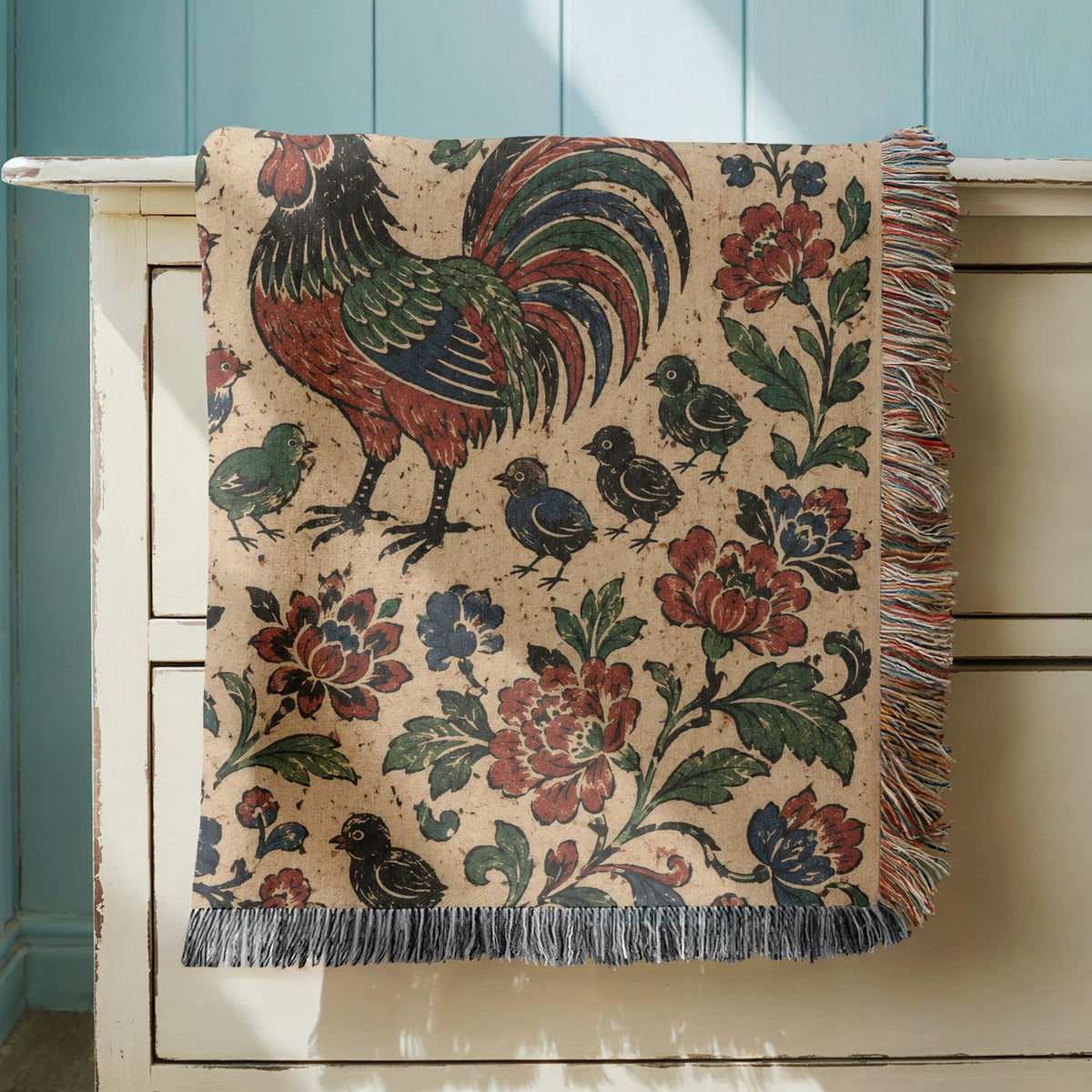 Rooster Woven Blanket