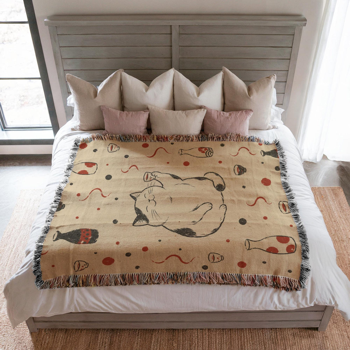 Sake Cat Woven Blanket