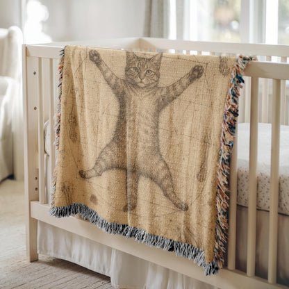 Vitruvian Cat Woven Blanket