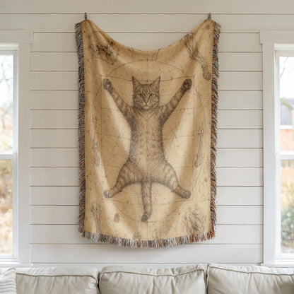 Vitruvian Cat Woven Blanket