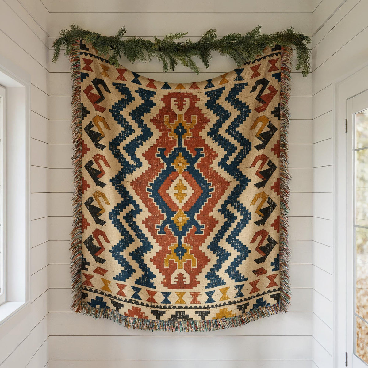 Turkish Kilim Woven Blanket