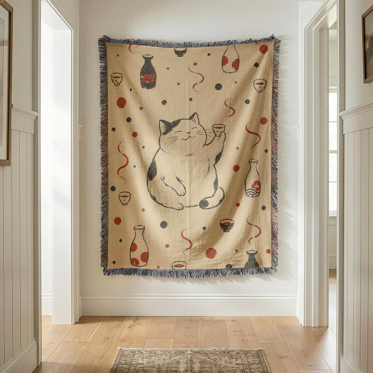 Sake Cat Woven Blanket