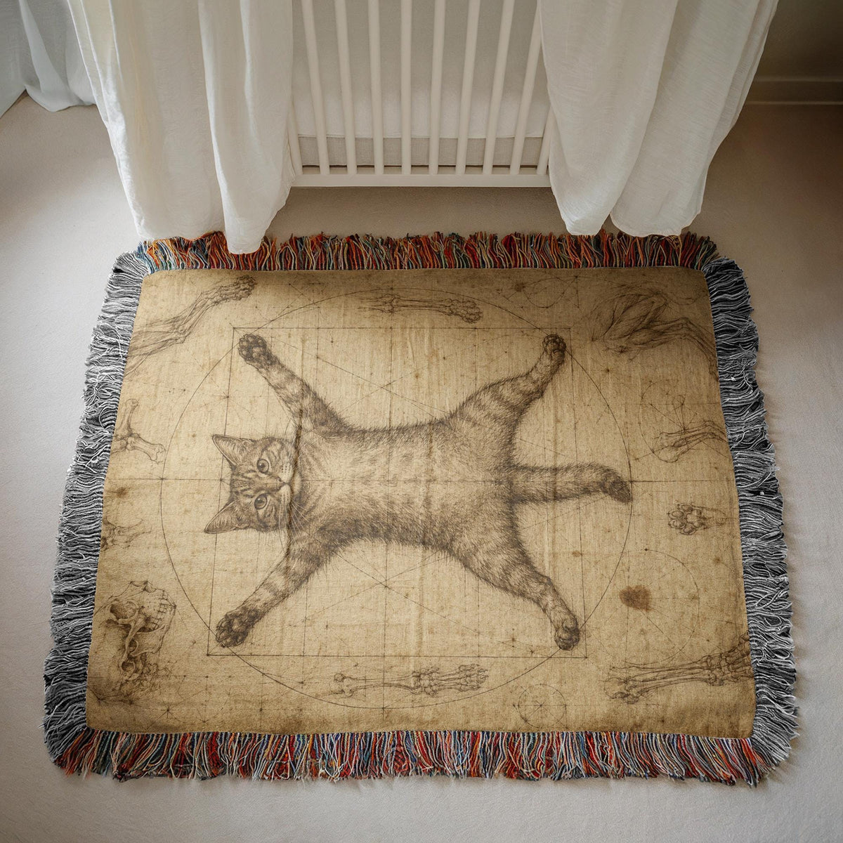 Vitruvian Cat Woven Blanket