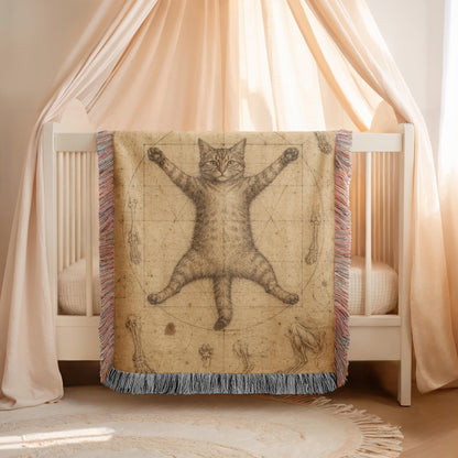 Vitruvian Cat Woven Blanket