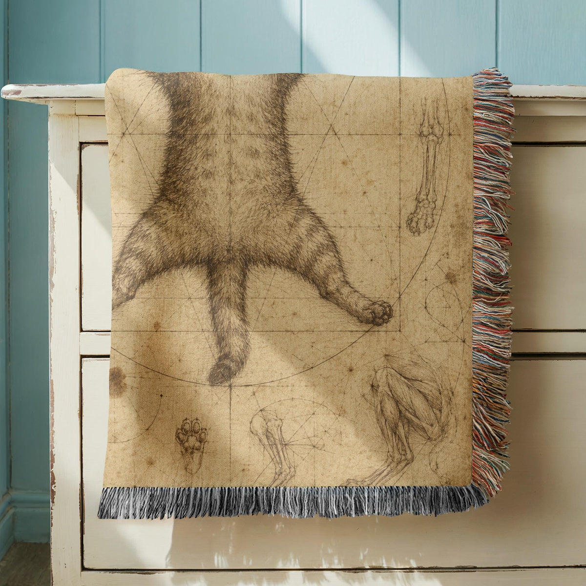 Vitruvian Cat Woven Blanket
