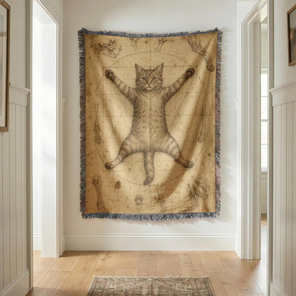Vitruvian Cat Woven Blanket