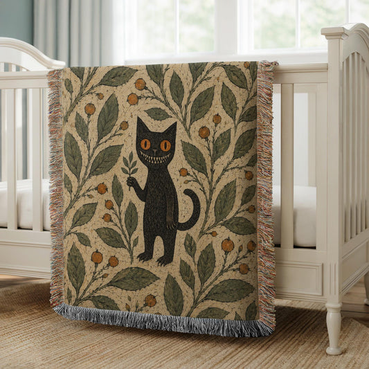 Black Cat Woven Blanket