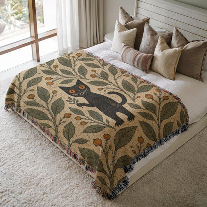 Black Cat Woven Blanket